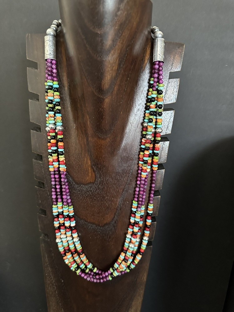 Sterling silver sugiliite multistone necklace 30 inch
