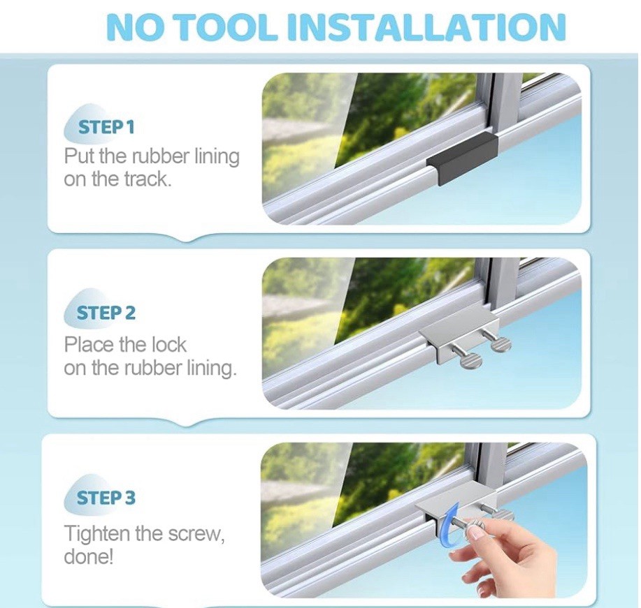 Heavy Duty (9pc) Sliding Window Locks w/rubber protector to prevent scratching