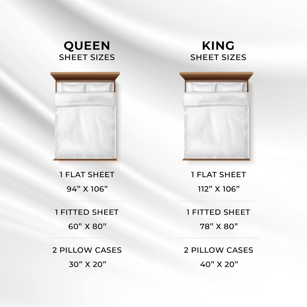 Bed Sheet Set, Soft Egyptian Cotton Sateen Solid Sheets and Pillowcase Set, Deep