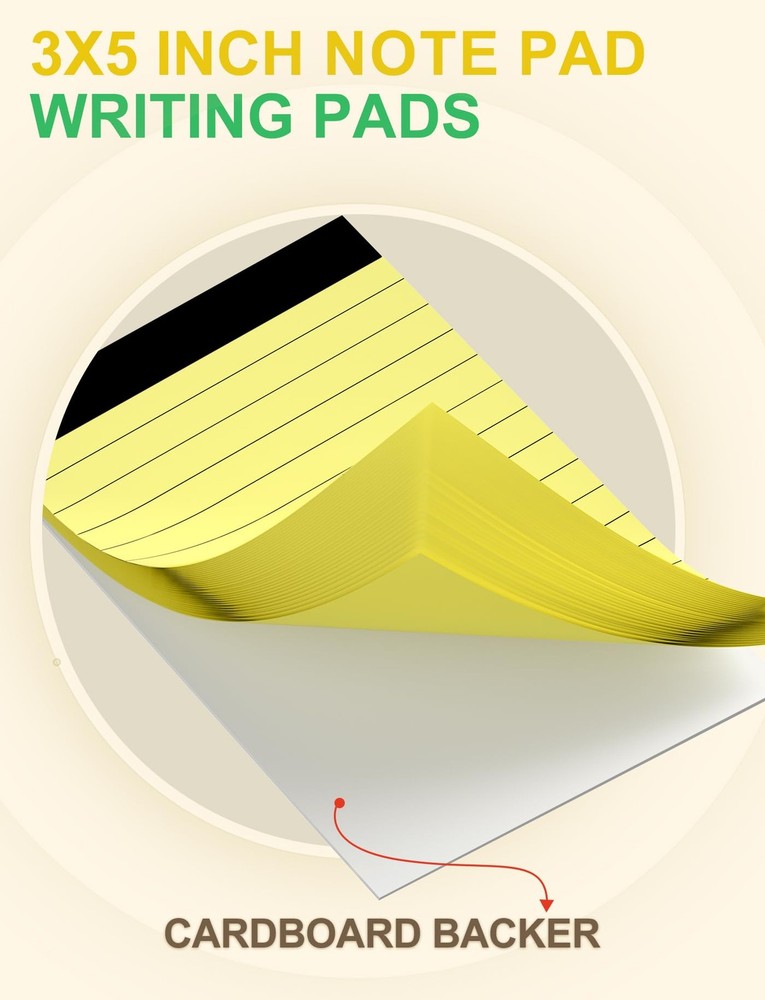Small Notepads 3x5 Lined Pocket Writing Pads 6 Pack