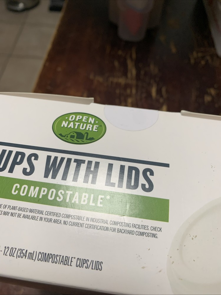New Sealed Open Nature Cups with Lids Compostable