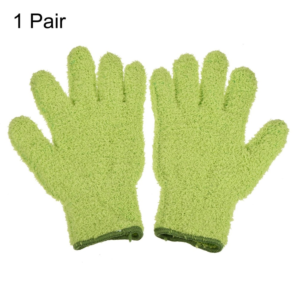 1 Pair Dusting Cleaning Gloves Microfiber Mittens for Home Green