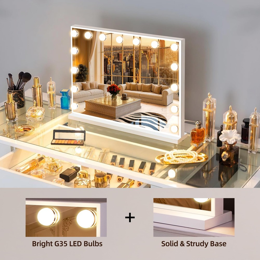 FENCHILIN Hollywood Vanity Mirror with Bluetooth Speaker & Dimmable LED Bulbs