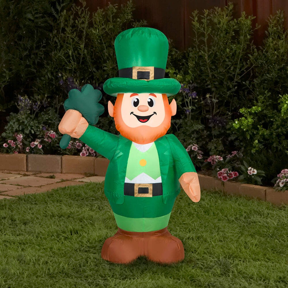 Gemmy Airblown Inflatable Leprechaun, 3.5 ft Tall, Green