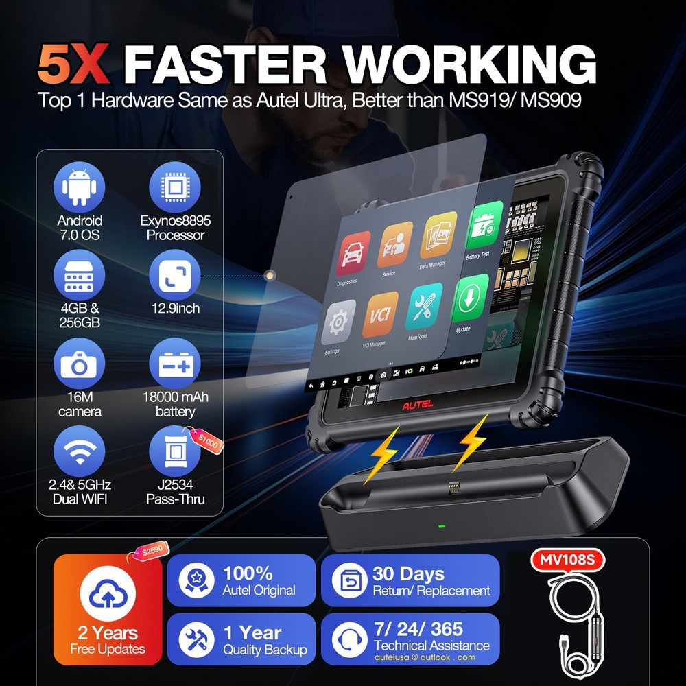 Autel MaxiSys ULTRA Lite 2-Year Update Diagnostic Scanner Programming +40+ Reset