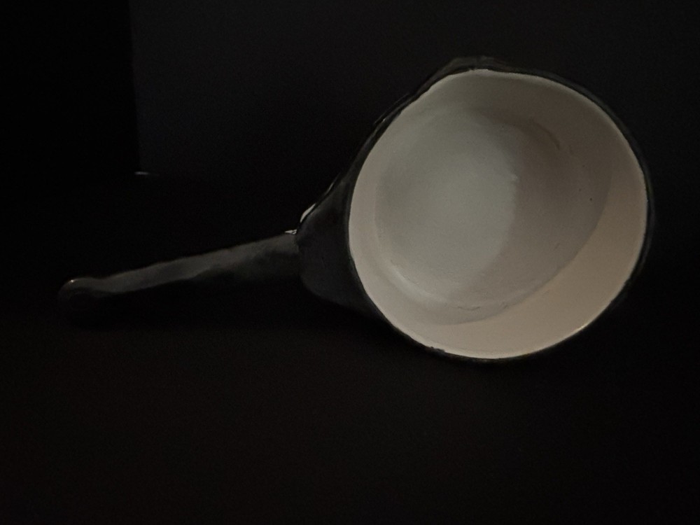 Vintage blk/white Enamelware Sauce Pan A-67