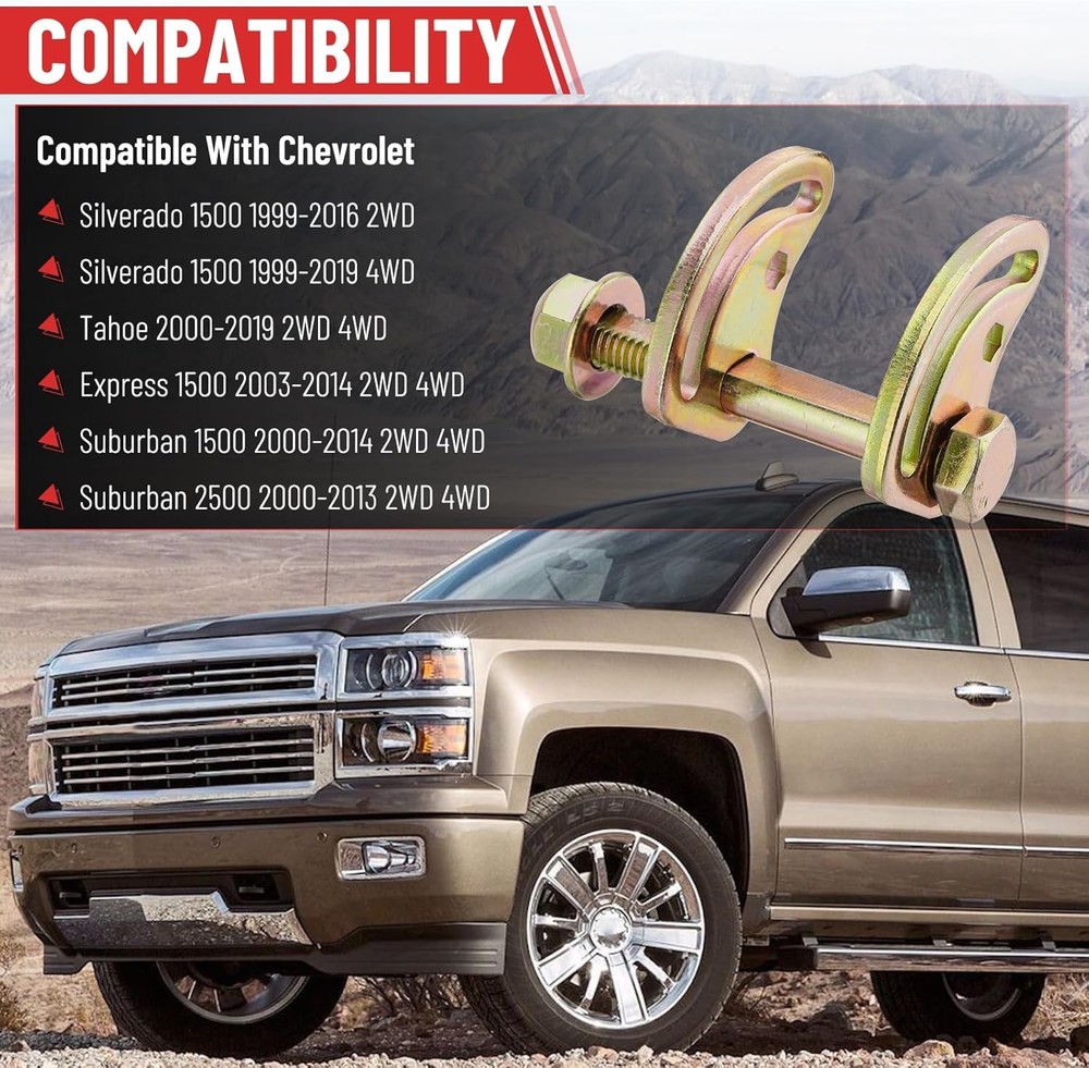 Front Alignment Camber Caster Cam Bolt Kit For Silverado 2500 HD 1999 2000-2018