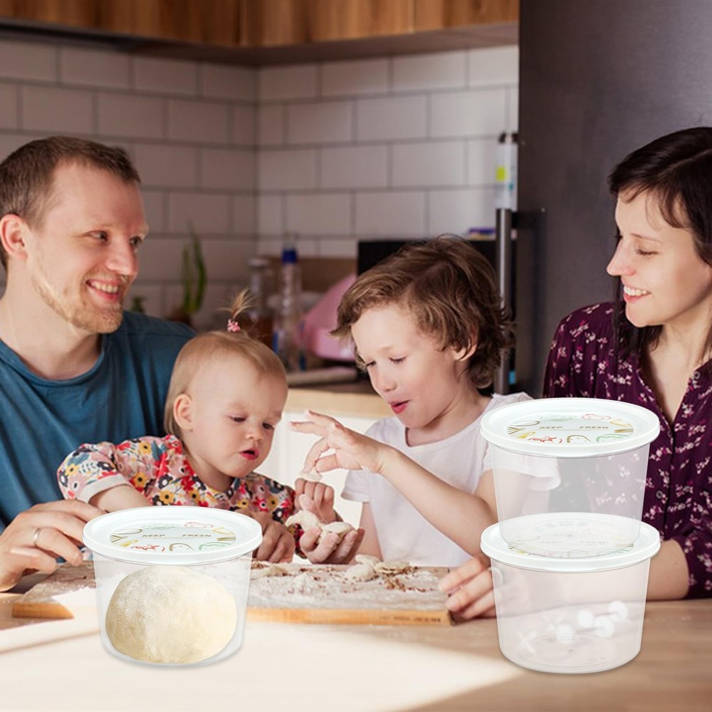 12pcs Pizza Dough Proofing Box with Lids, 1100ML Stackable Dough Proofing Con...