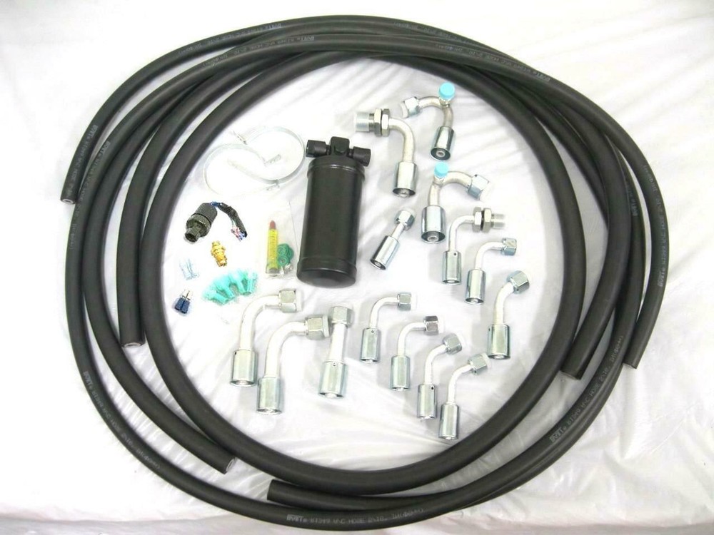 134a Air Conditioning Ext Length Hose Kit AC O-Ring Fitting Drier Trinary Switch