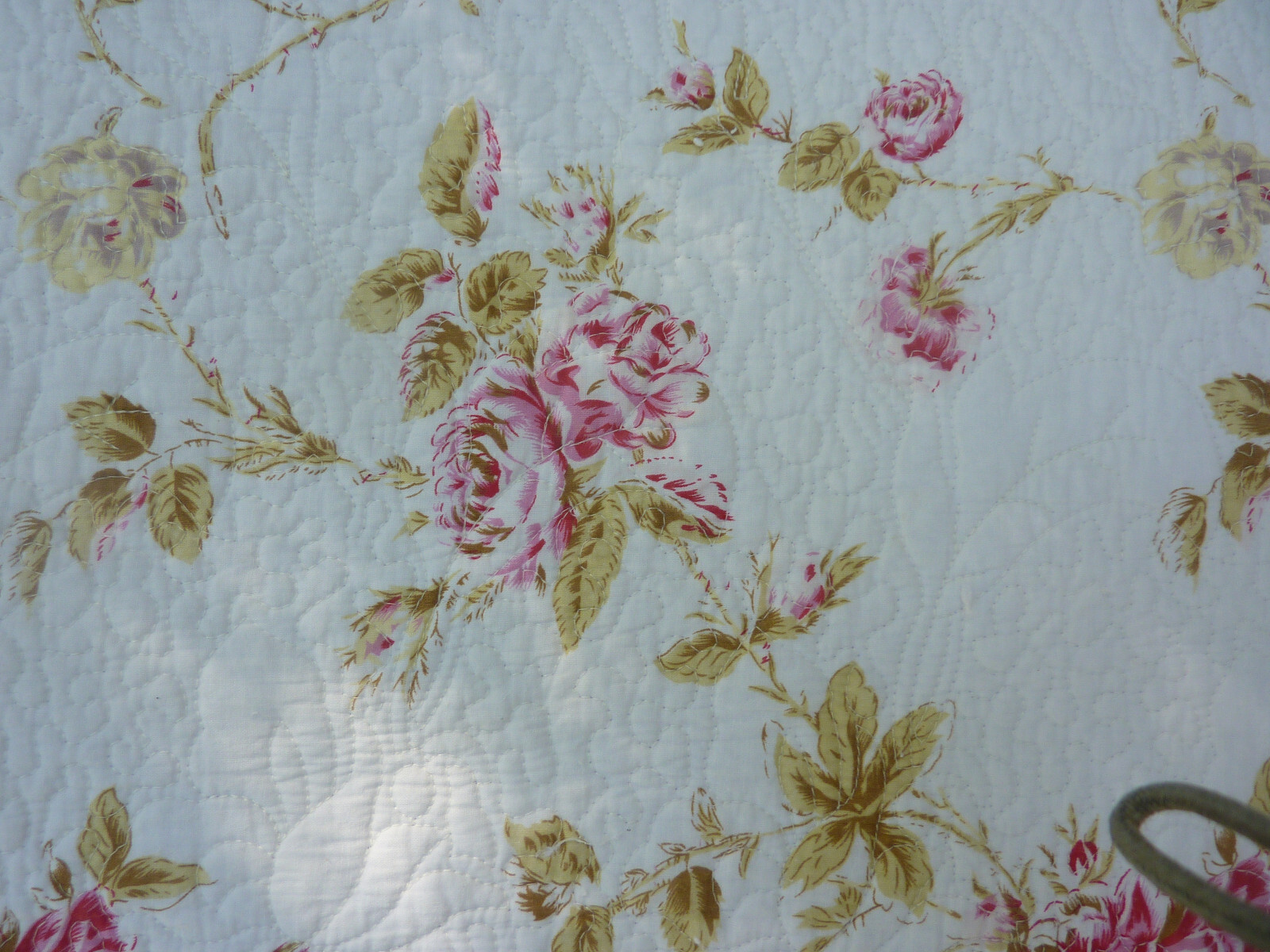 Quilted Shabby French Country Chic Roses Large Floor Pillow Cover 24x40 Zipper