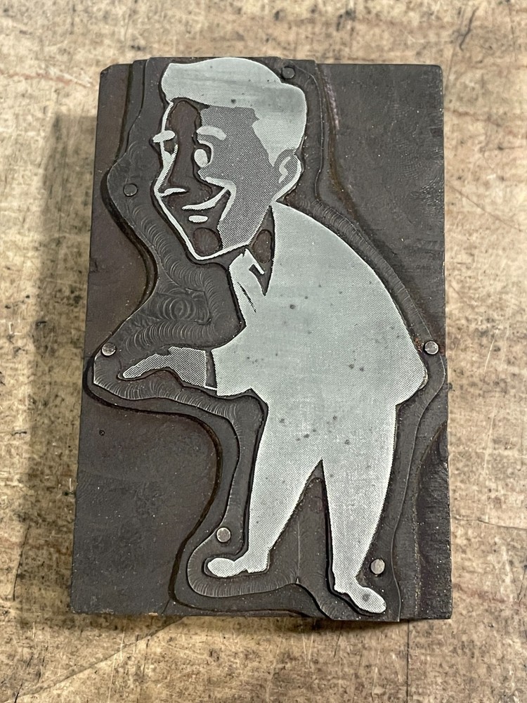 Printing Letterpress Printers Block Large - Man 'Presenting' (927)