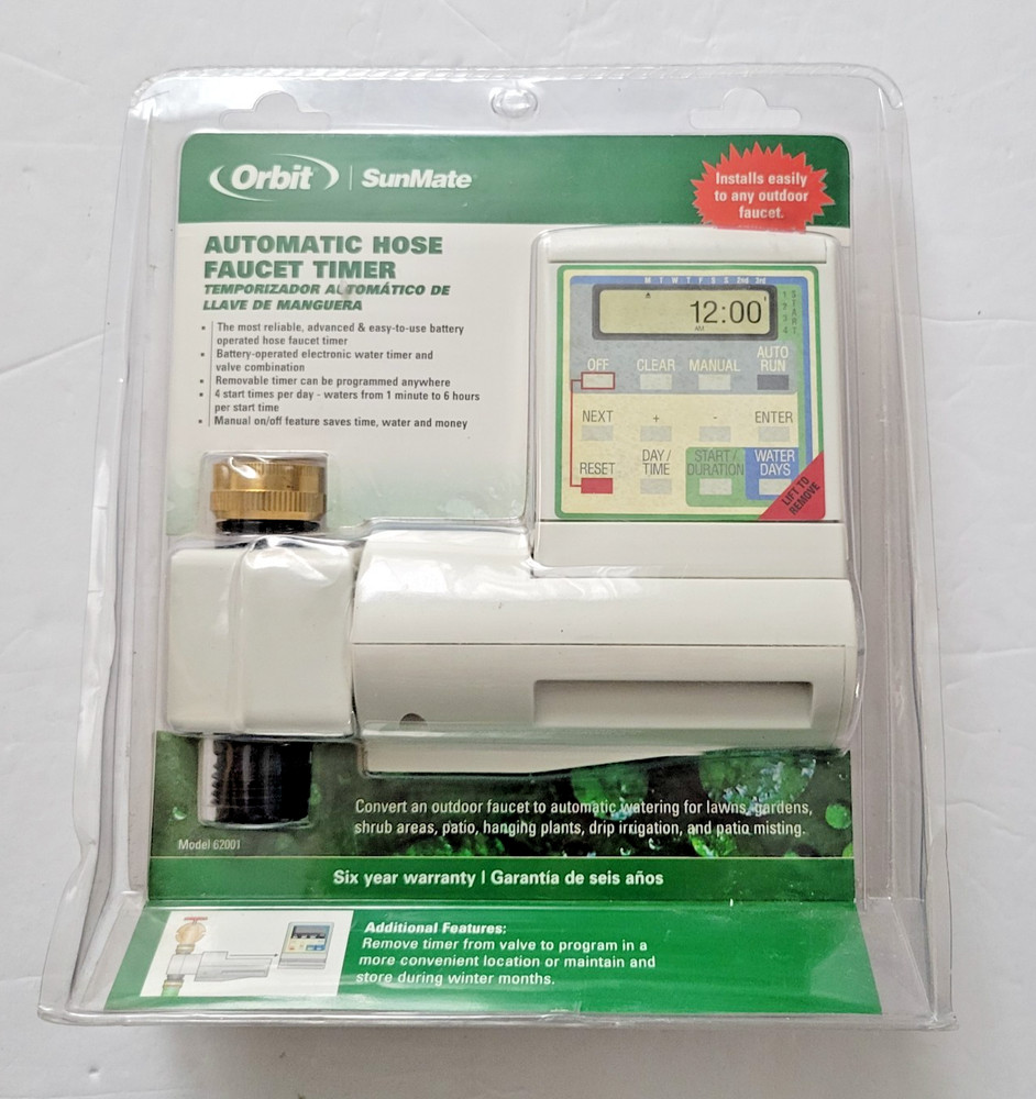 Orbit 62001 SUNMATE Automatic Hose Faucet Digital Watering Timer NOS Sealed