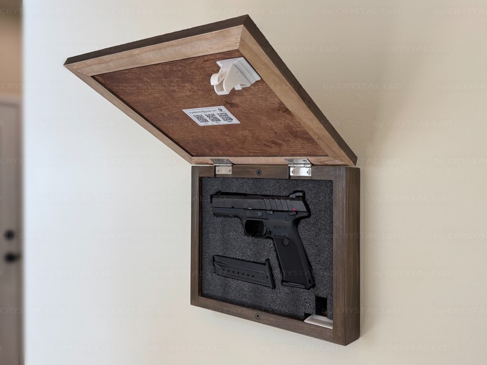 Hidden Gun Storage Wall Art – Personalized Concealment Case 3D Initials ESPRESSO