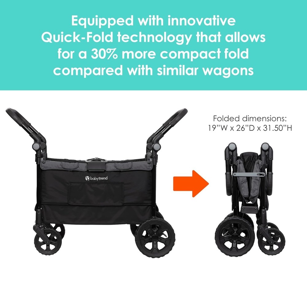 Foldable Stroller Wagon for Children with Adjustable Handle and Storage Basket