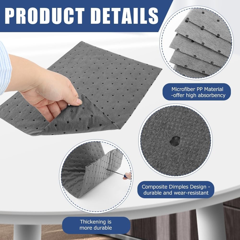 Saycker Oil Absorbent Pads,High Absorbency Microfiber Polypropylene Absorbing...