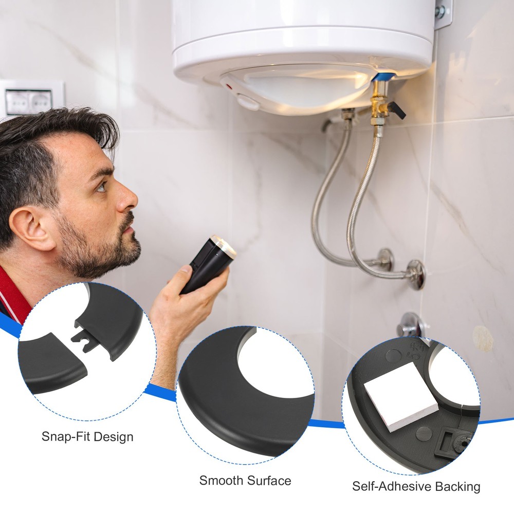 Wall Split Flange, Escutcheon Plate for 51mm/2" Diameter Pipe, Black