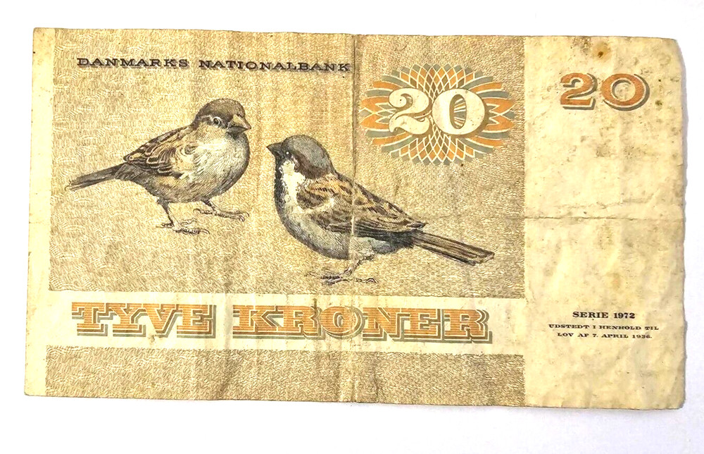 DENMARK 20 Kroner Circulated Banknote/ref d2