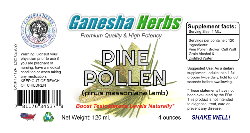 PINE POLLEN TINCTURE MAXIMUM STRENGTH! BOOST TEST 4 ounces 120 servings!!!