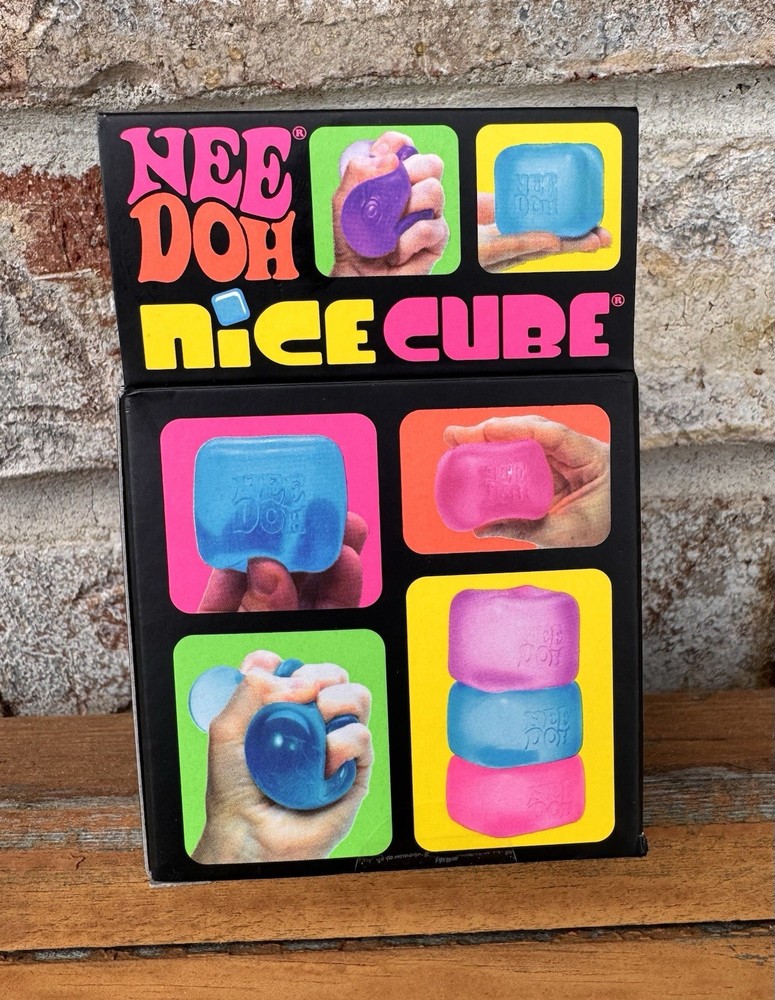 Nee Doh Nice Cube Super Solid Squish! - Blue Purple Pink - Brand New w Display!