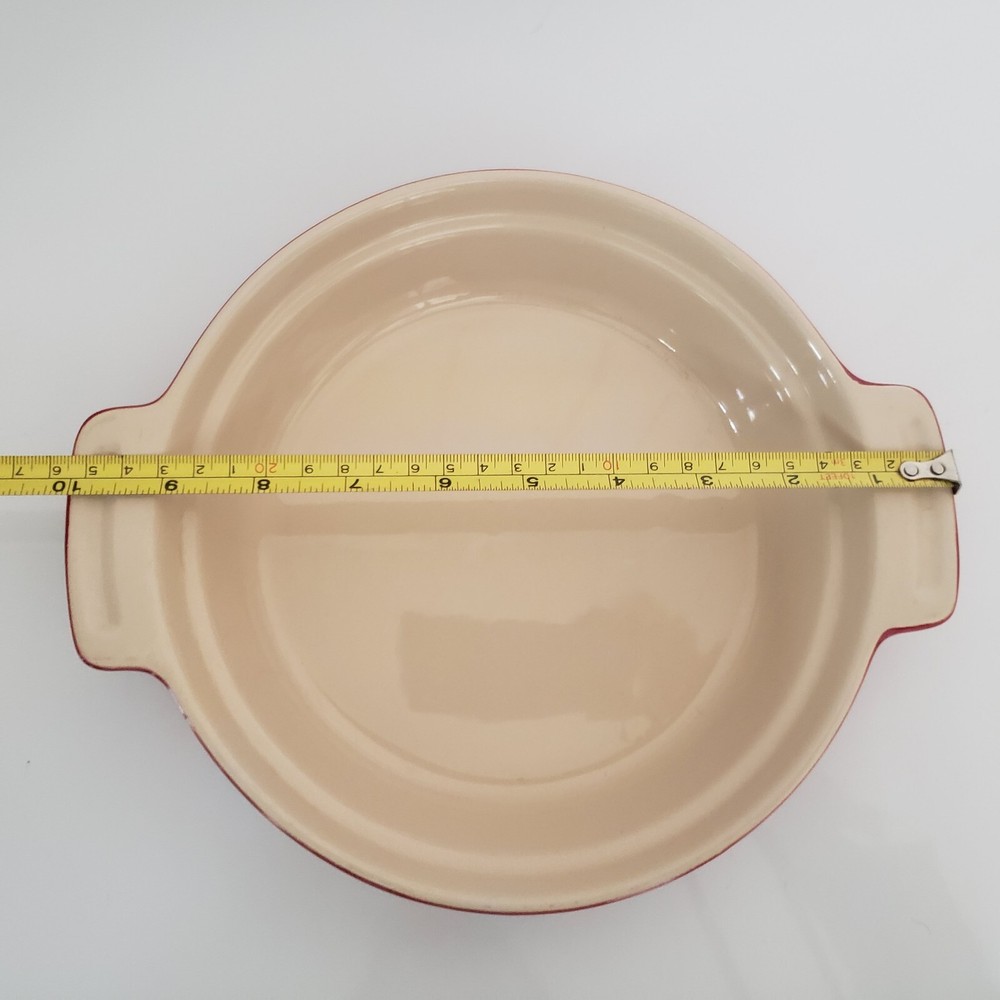 Olive & Thyme 1qrt Red/Beige Round Stoneware Baking Dish 8.5" Diameter 2" Deep