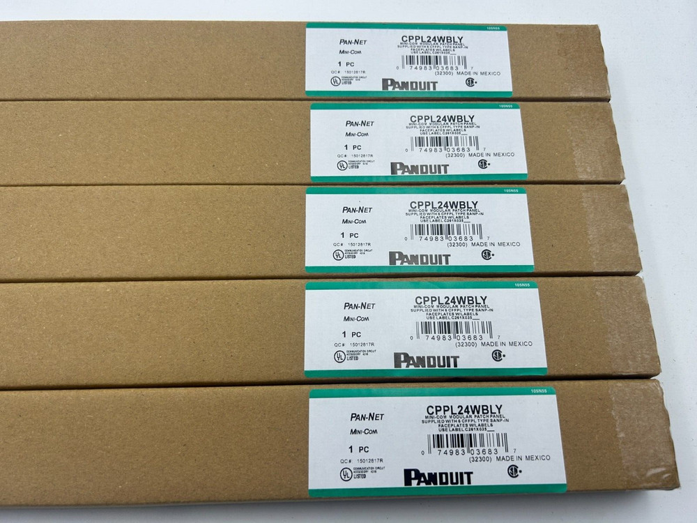 New Panduit Mini Com CPPL24WBLY Modular Patch Panel w/ Faceplates Fits Cat 6, 5E