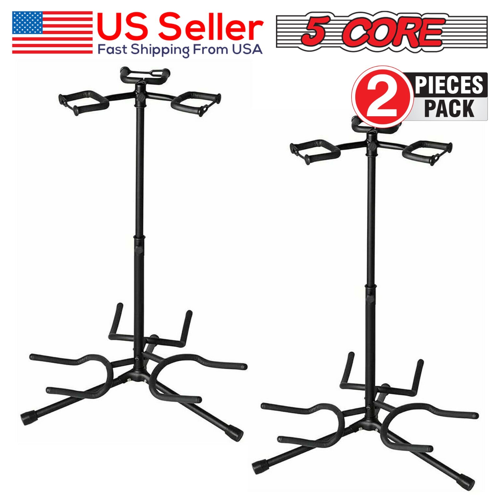 5Core 3 in 1 Adjustable Triple Guitar Stand On-Stage Hang It Triple Guitar Stand