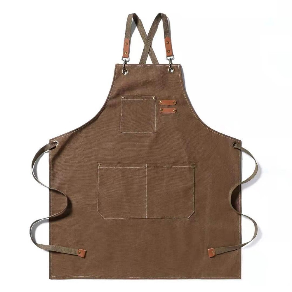 Waterproof Canvas Cotton Apron with Pockets - Adjustable, Durable Work Apron