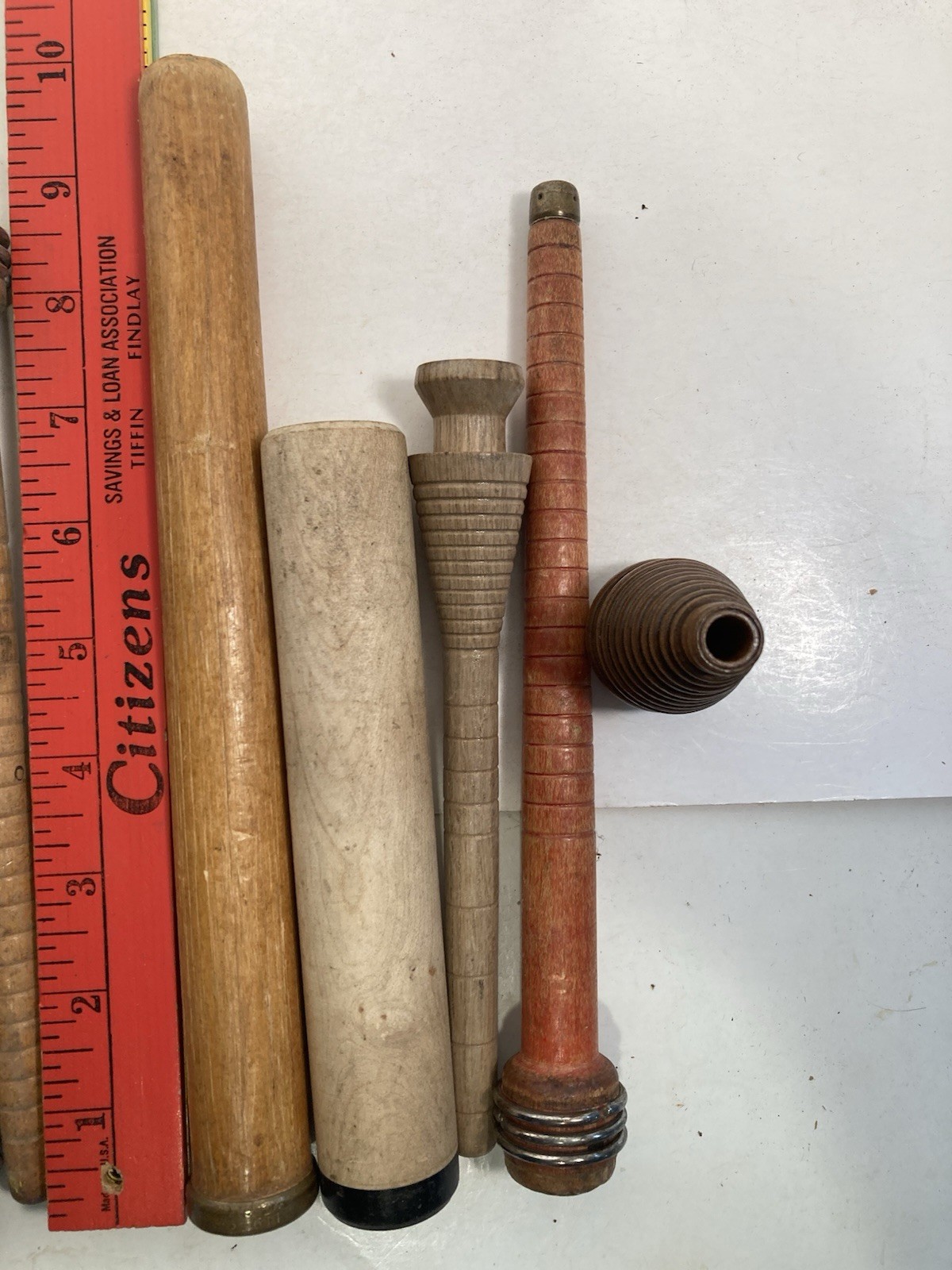 Wood Spools Bobbins Industrial Style 3"-9.75" Spindles Quills Mixed Lot-10