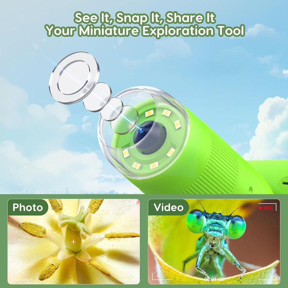 Handheld Digital Microscope for Kids 1000X,16MP Portable Pocket Microscope with