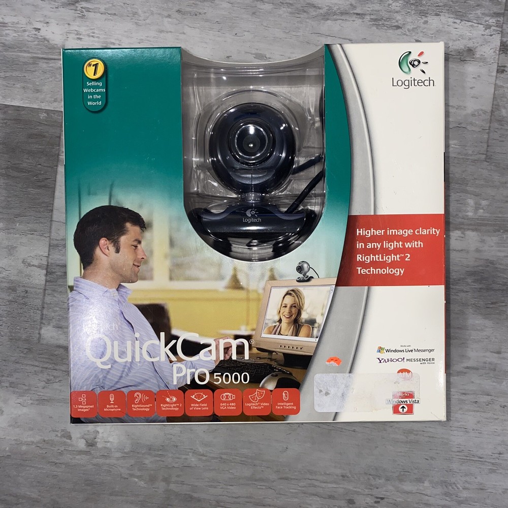 Logitech QuickCam Pro 5000 Webcam Windows 2000,XP OR VISTA NEW in Box