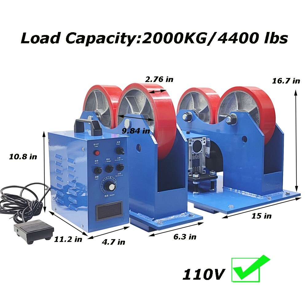 110V 2000KG/4400 lbs Digital Display Welding Roller Rack Welding Roller Bracket