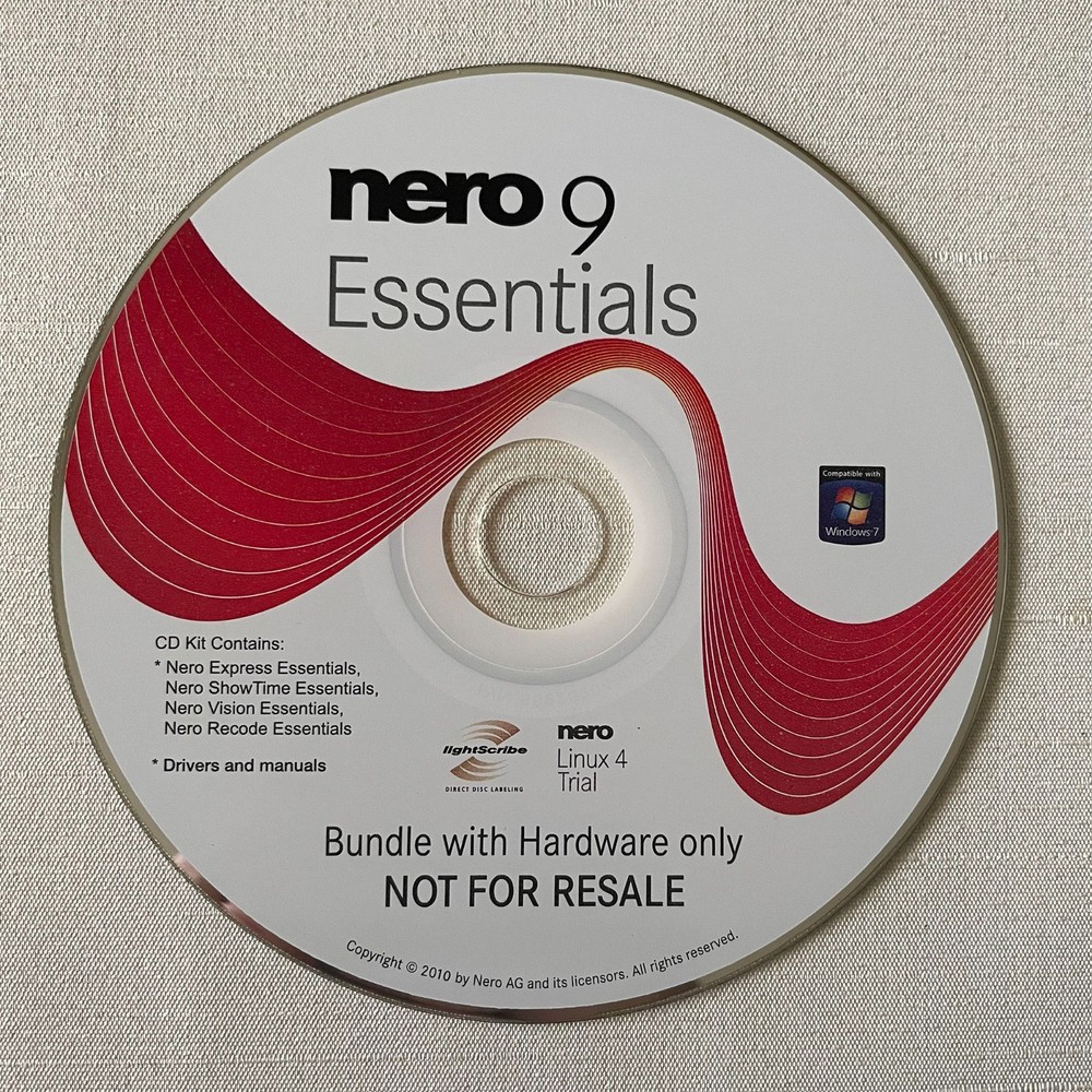 Nero 9 Essentials OEM CD PC Software Disc Windows Japan