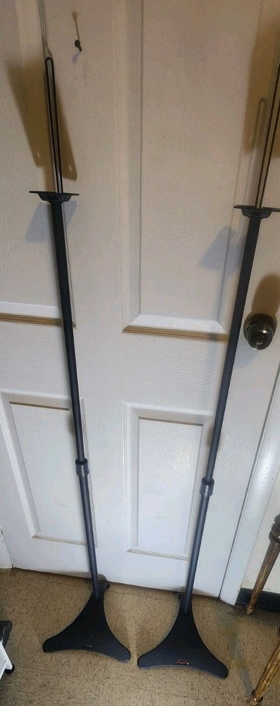 Pair Speaker Stands Atlantic Adjustable Height Satellite 27-49 ” Surround Set 2