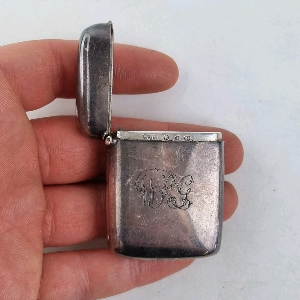 Antique Solid Silver Vesta Case Initials Birmingham 1897 Minshull & Latimer