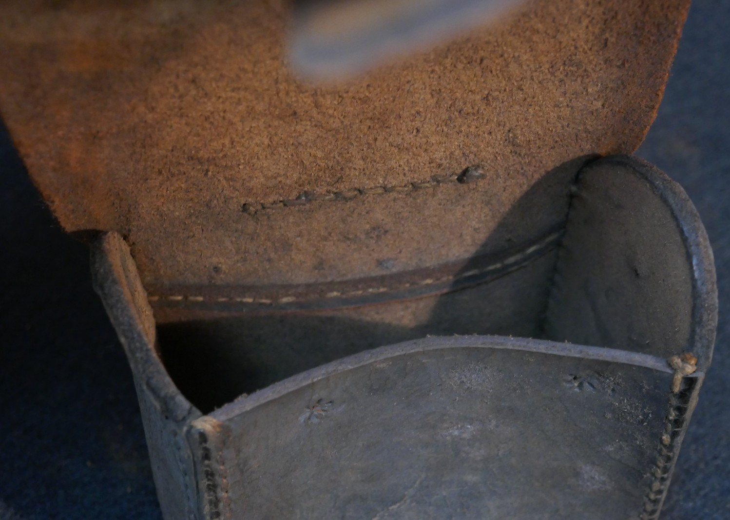 Civil War USN Cannoneer Fuse Box 'Navy Yard NY 1863' Brown Leather Pouch, Rare