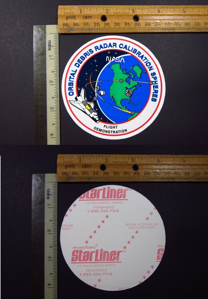 NASA ODERACS Sticker Orbital Debris Radar Calibration Spheres Flight Demonstrate