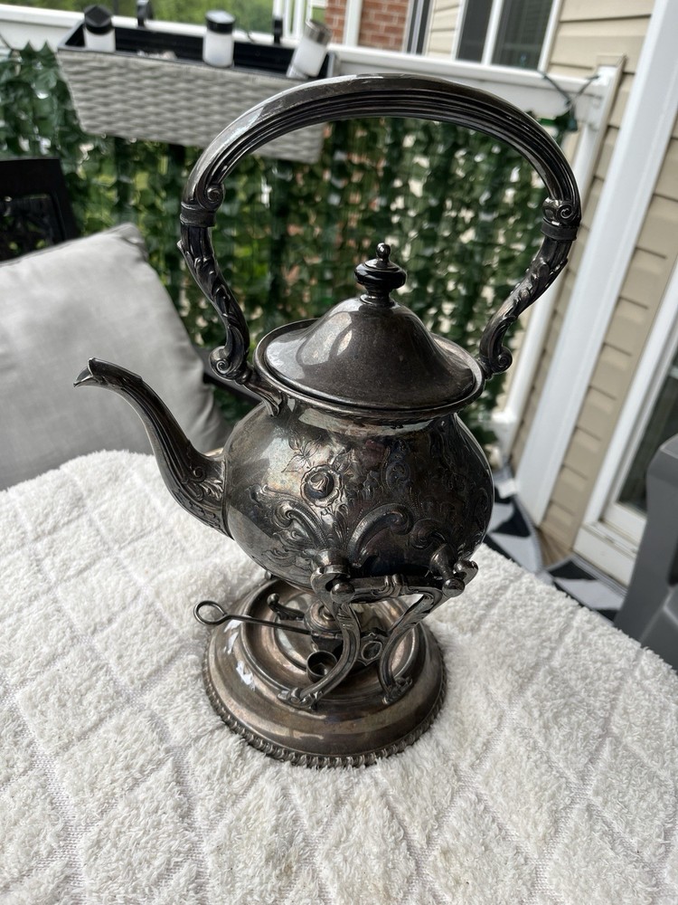 Vintage Silver Plated Teapot With Stand And Burner,
