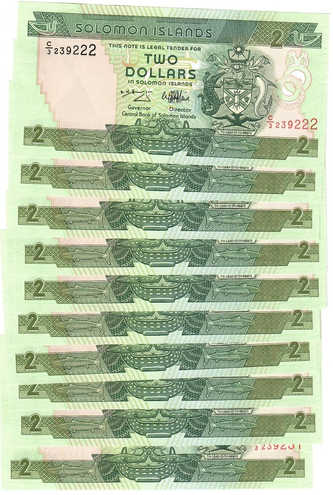 Solomon Islands 10x 2 Dollars 1997 UNC