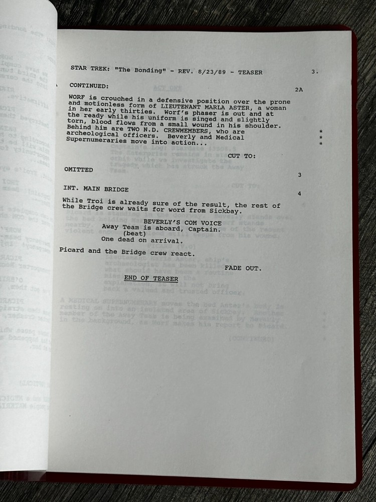 STAR TREK Script The Next Generation The Bonding Revised Final Draft Aug 23 1989