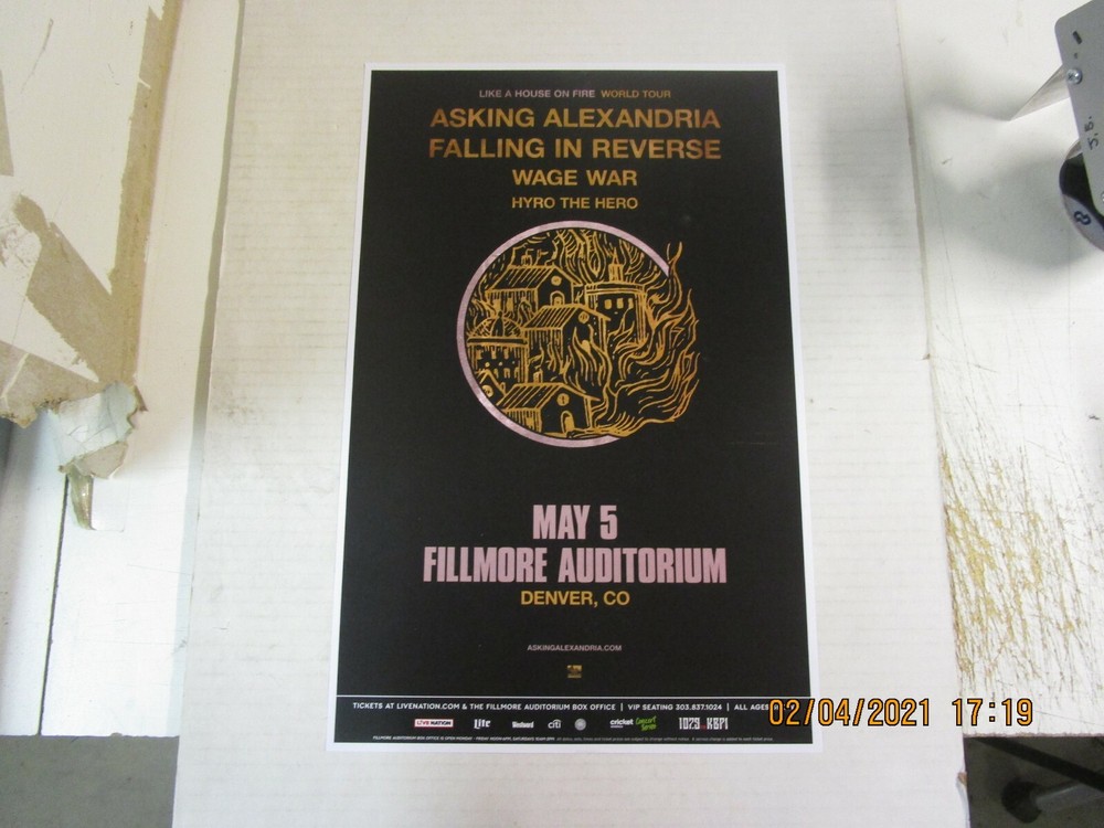 ASKING ALEXANDRIA Fillmore Auditorium Denver 2020 Flyer CANCELED KBPI