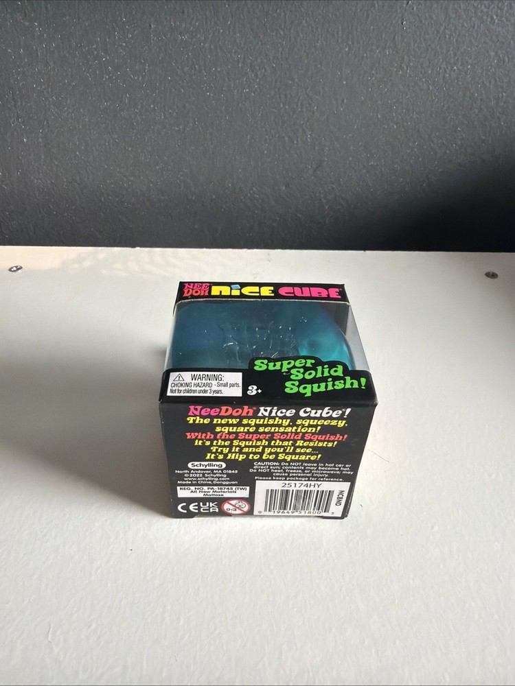 Nee Doh Nice Cubes Ice Cube Toy Fidget Super Solid Squish Blue