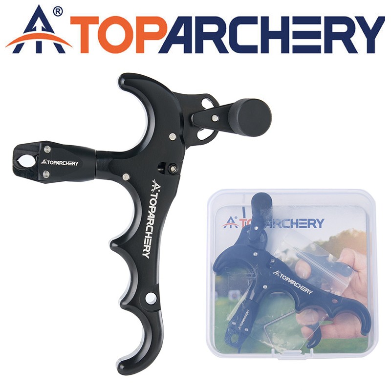 360° Rotation 4 Finger Grip Adjustable Archery Compound Bow Thumb Release Aids