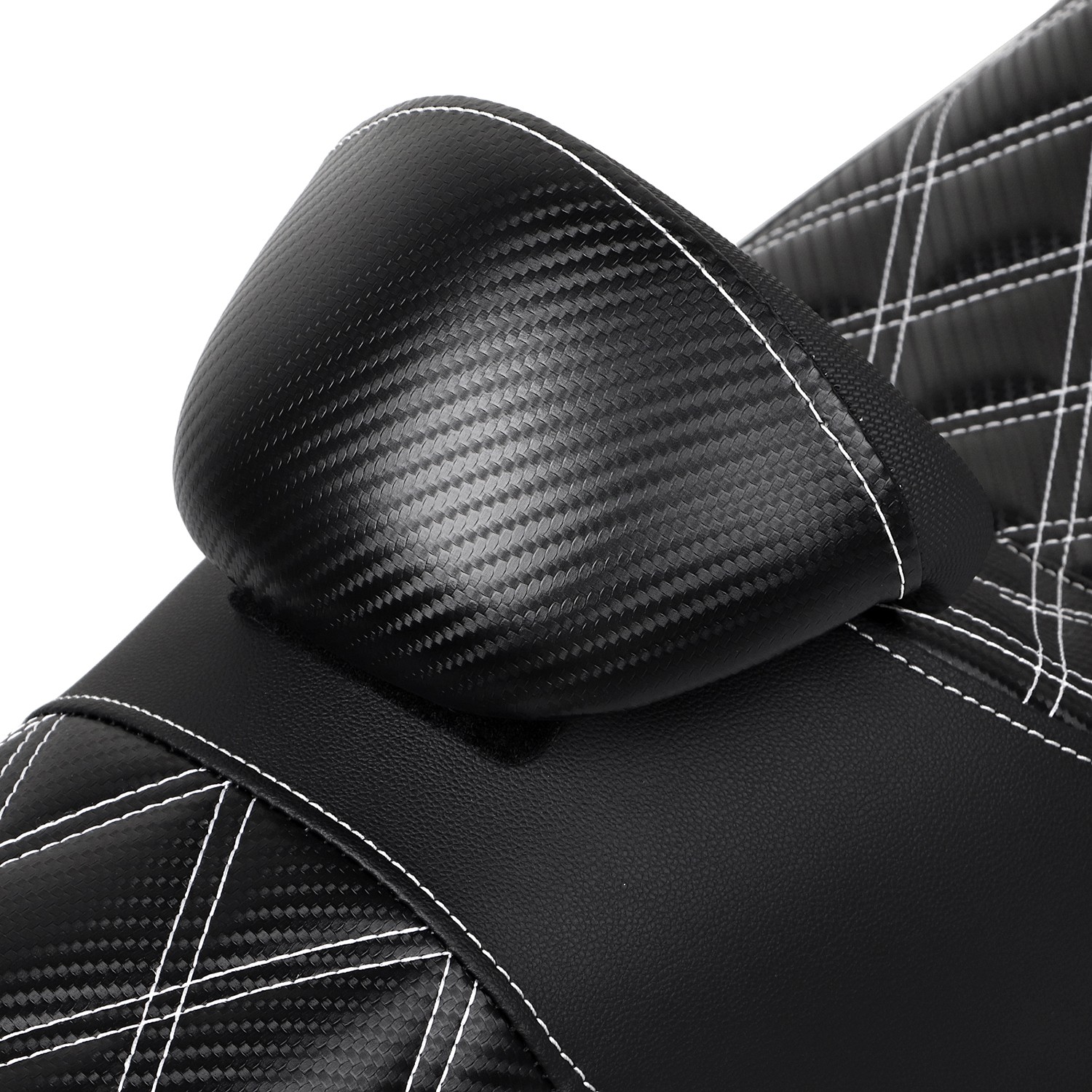 White Diamond Driver Passenger 2-Up Seat w/ Backrest For Harley Road King 97-07