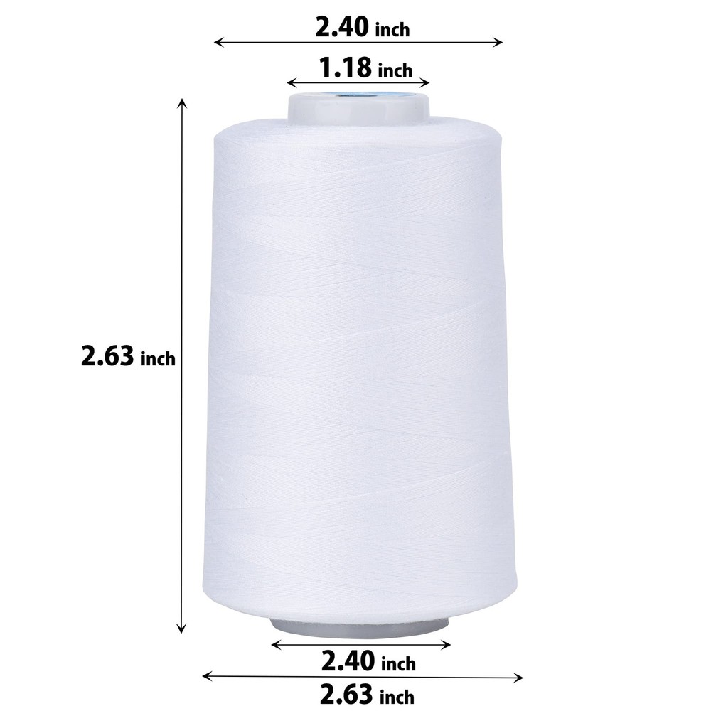 4 PCS All Purpose Sewing Thread 5000M Cones Spun Polyester Serger 40S/2