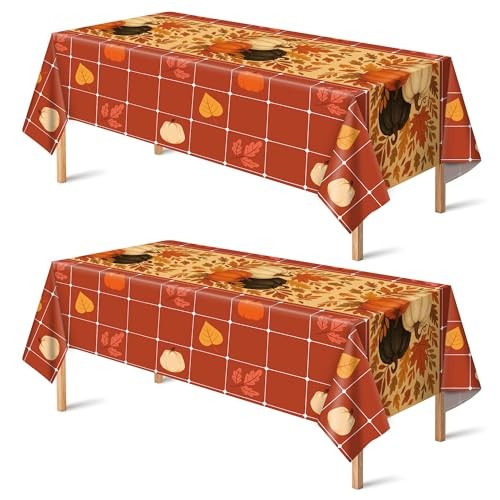 Fall Decorations for Home - Plastic Disposable Fall Tablecloth | Autumn Orange