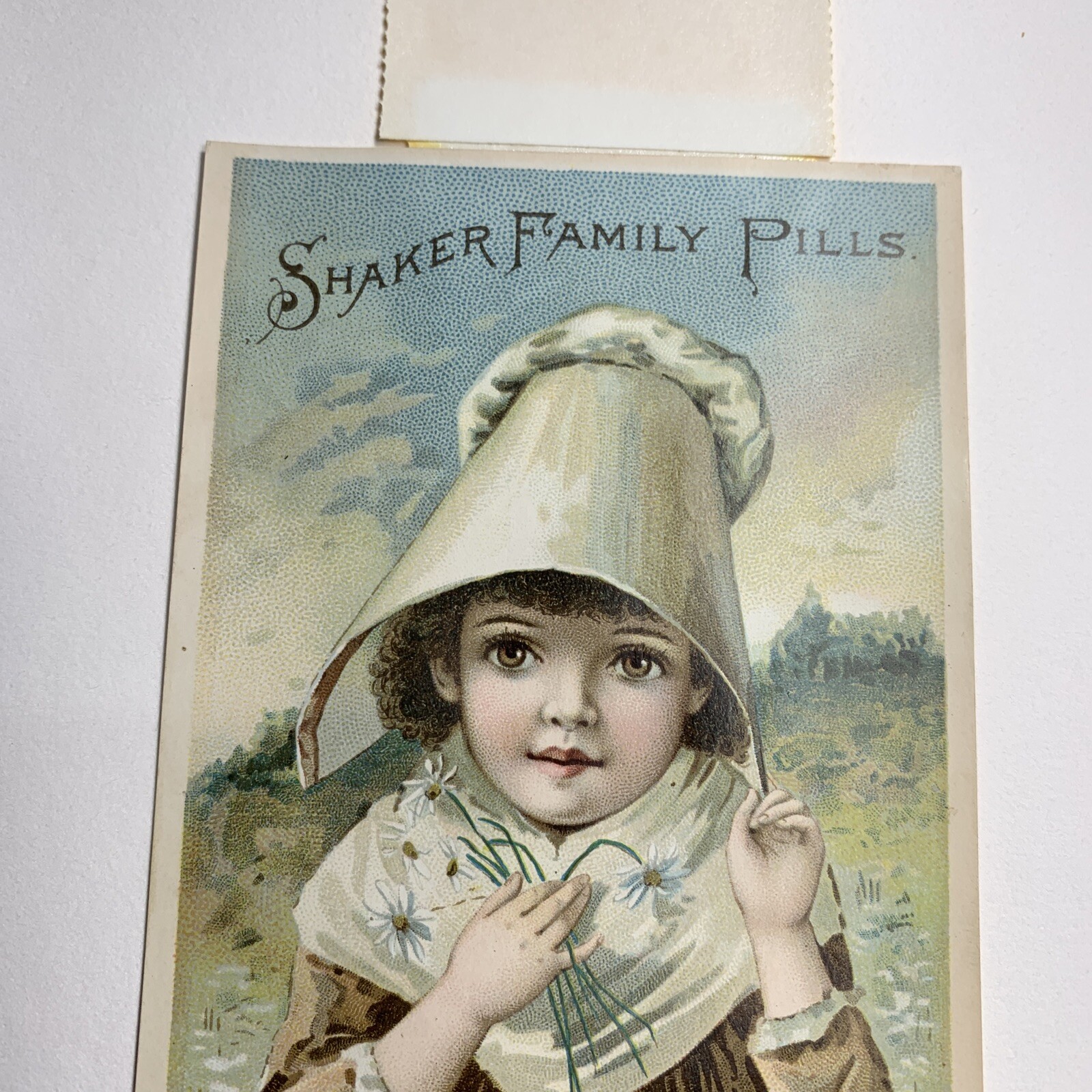 Shaker Family Pills Litho Trade Card 1891 Matted Ready For A Frame