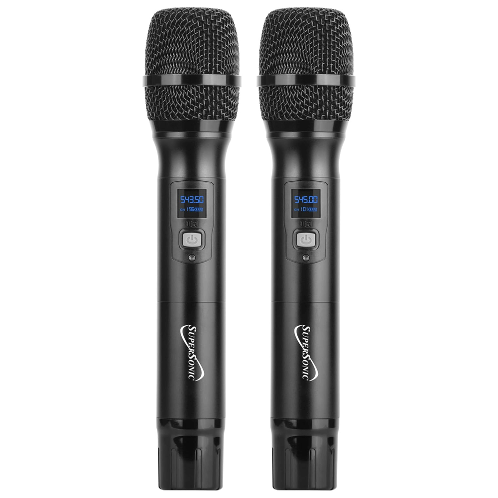 Supersonic UHF Dual Channel Selectable Frequencies Pro Wireless Microphone