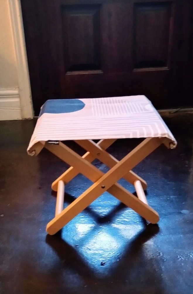 Society 6 Camp Folding Stool  Elegant  Blue Striped