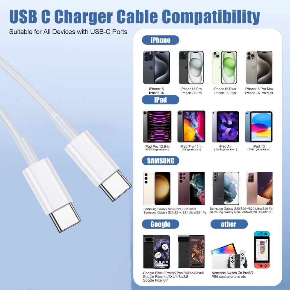 Bulk Lot 60W Fast Charger PD Cable USB-C Cord For iPhone Air 15 16 17 Samsung