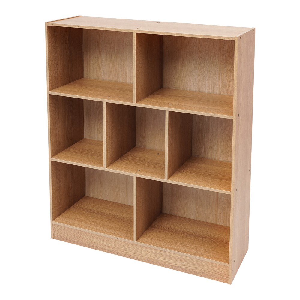 Density Board Bookcase, Bookcase with 7 Compartments, Floor-standing Bookcase